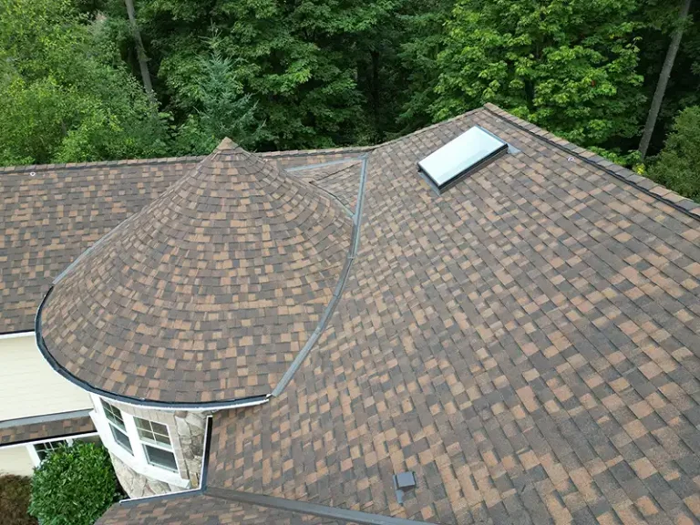 Close up view of a New Composite Roof for Castle in Renton, Washington