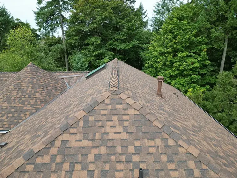 Close up view of a New Composite Roof for Castle in Renton, Washington