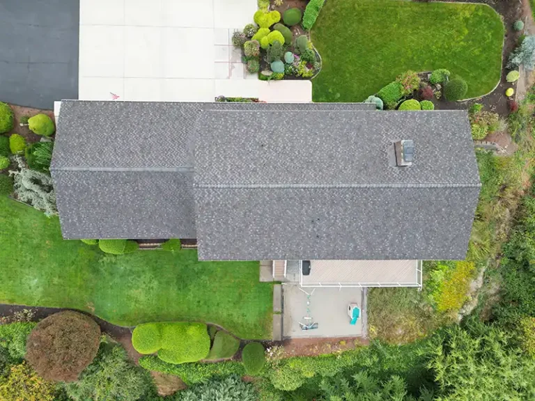 Overhead view from the top of a New Composite Roof in Des Moines, Washington