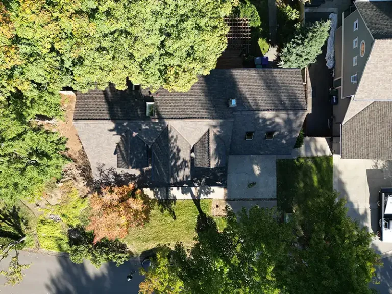 Overhead view from the top of a New Composite Roof in Sammamish, Washington