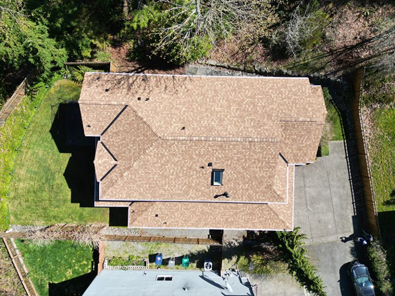 View of top of a home with a New Composite Roof in Renton, Washington